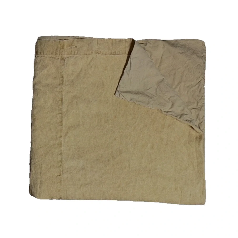 Vintage Rare Pottery Barn Linen Duvet Cover Tan Reversible Heavy Thick 2008